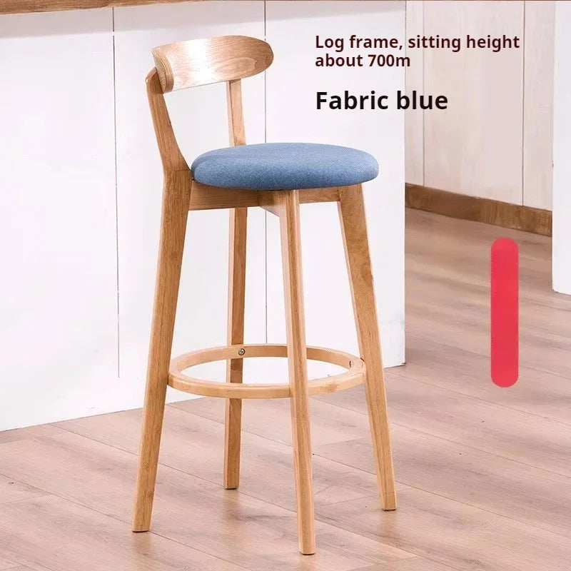 No-EN-Name-Null Modern Upholstered Padded Hard Solid Wood Low Full Curved Backrest Soft Fabric Round Seat Cushion Bar Stools/Colors-Green/Brown/Beige/Gray/Black