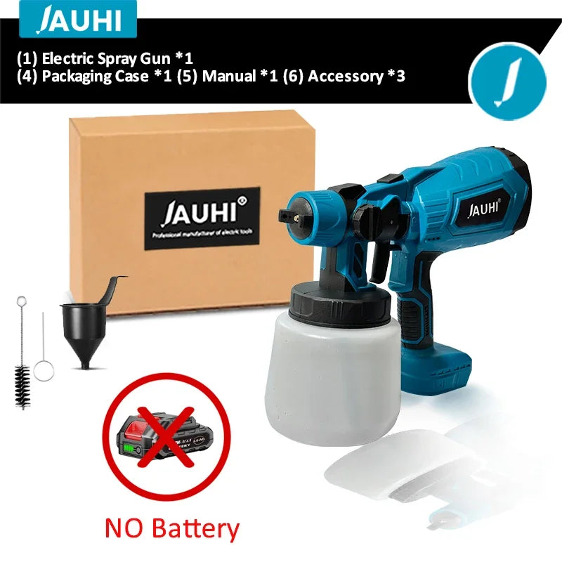 1000ML Electric Cordless Spray Gun High Power HVLP Paint Sprayer Auto Furniture Steel Coating Airbrush For Makita 18V Battery