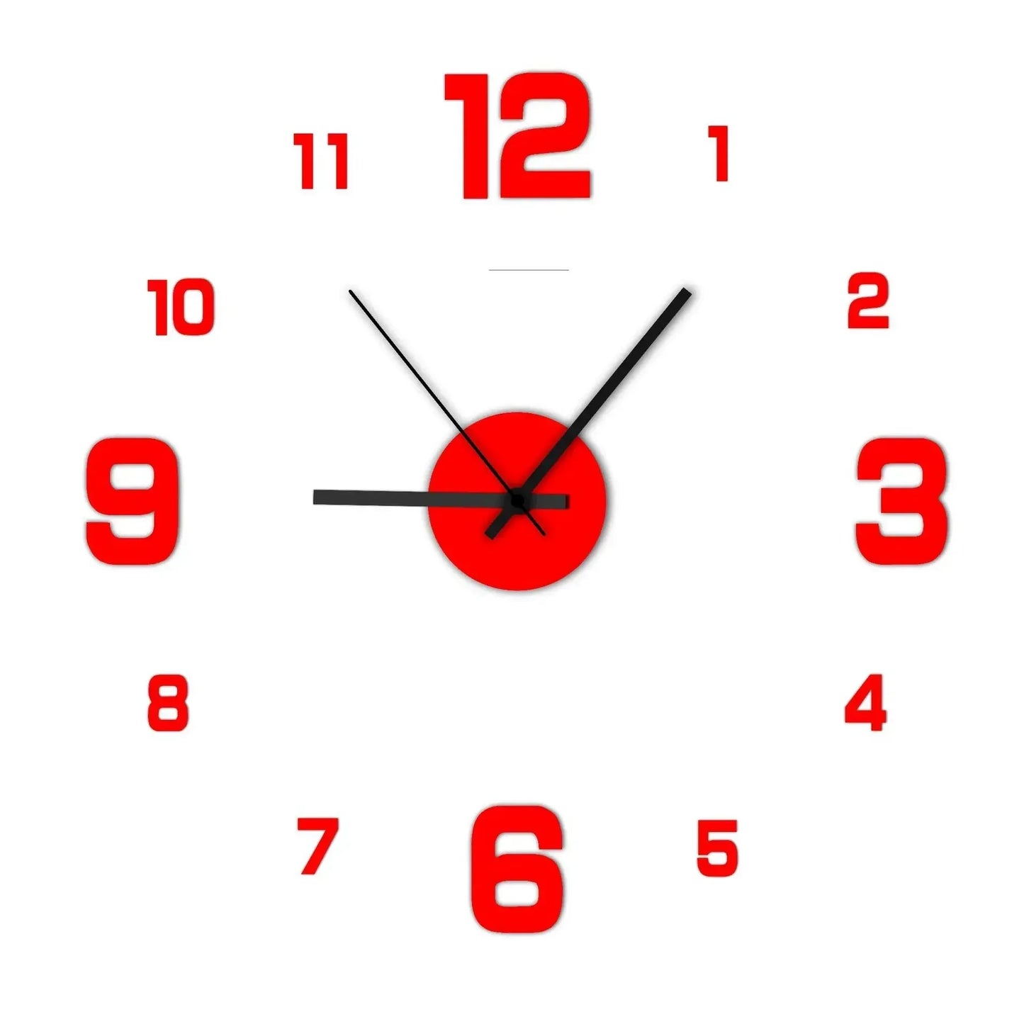 Modern Frameless Silent Large 3D DIY Quartz Digital Single Face Wall Clock Acrylic Mirror Stickers/Battery Powered/Colors-Black/Red/Gold/Orange