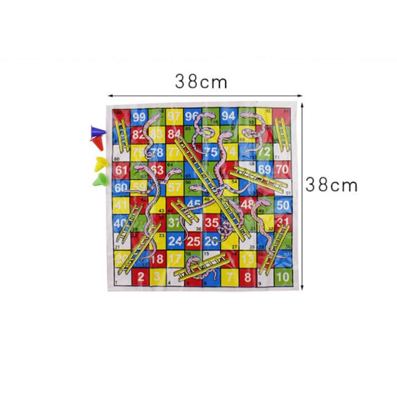 2-4 Person Plastic Cute Cartoon Non-Woven Cloth Snake Ladder Family Educational Interesting Chessboard Game Sets/ 4 Chess PCS/Dice/Ages-5 + Years Older/Colors-Yellow/Red/Multicolor