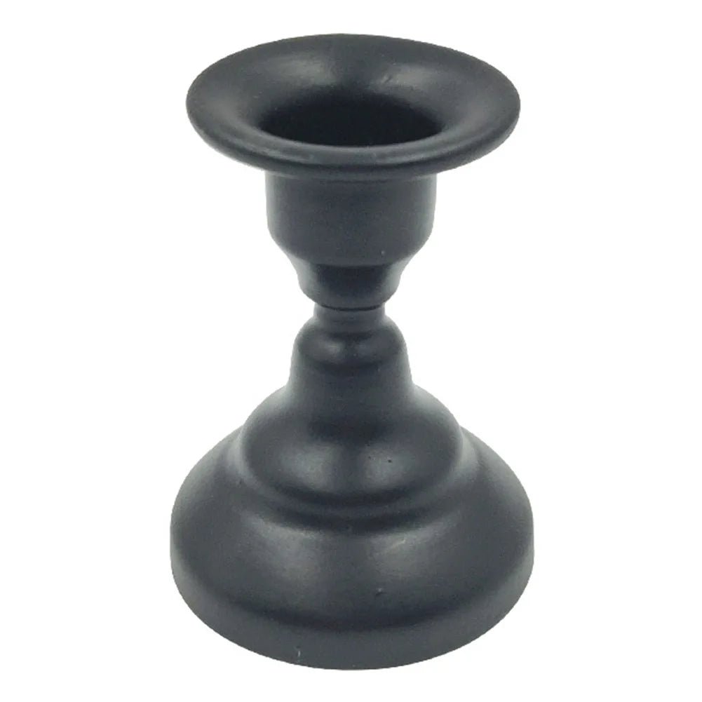 No-EN-Name-Null Vintage Retro Unbreakable Rust-Less Gold-Black Round Shaped Metal Weighted Plate Candlestick Holders