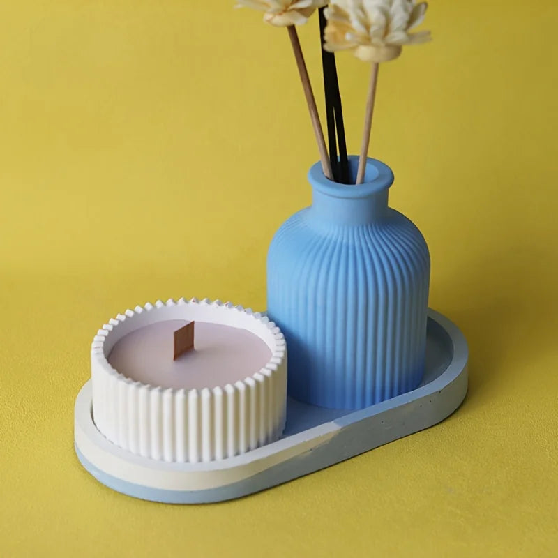 Multi-Functional Milky Round Striped Silicone Craft Bowl Molds