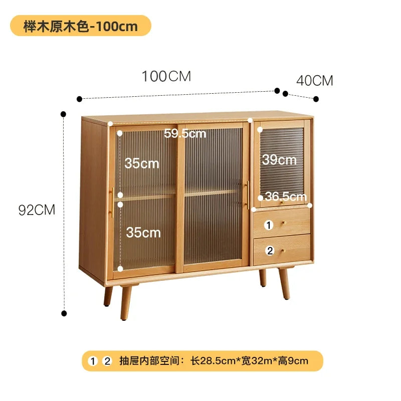 OEIN Modern Free-Standing Rectangle Shaped Brown Wood Panel Sideboard Two Glass Sliding Doors Buffet Cabinets /2 Drawers/Size: 120 X 40 X 92CM/14 Styles/Assembly Required