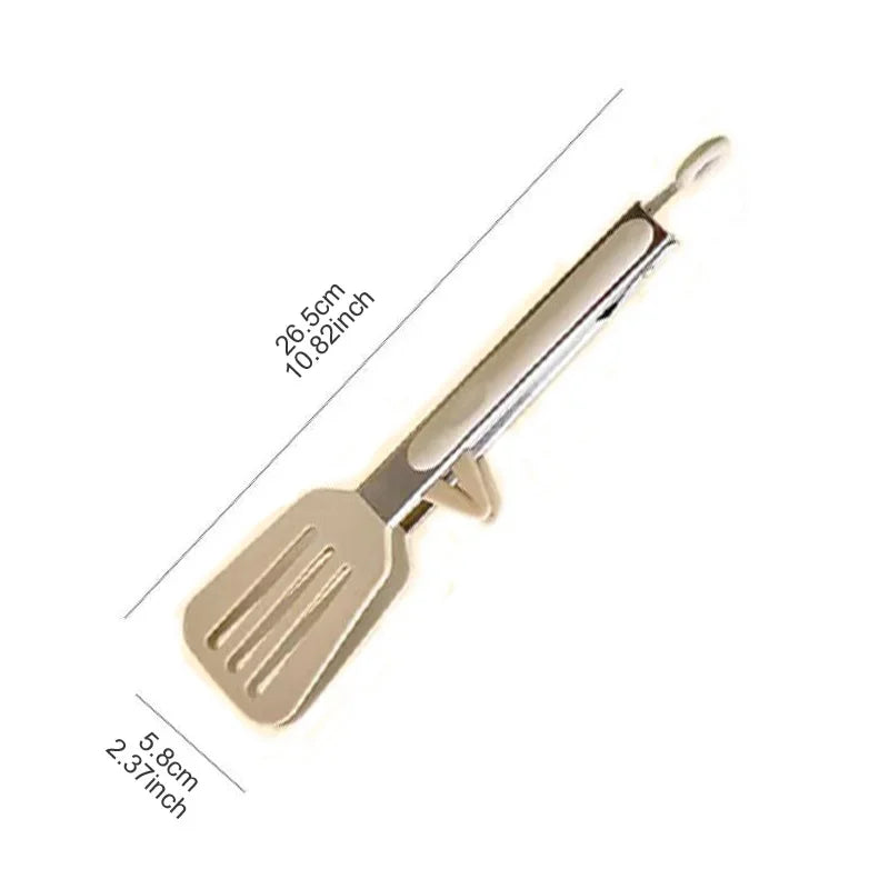 Kitchen 9-Inch Silver Stainless Steel Food Clip-Bracket Silicone Coated Handles-Tongs Tips-Padlock Hang Hole/Colors-Red/Beige/White/Black/Silver/Multicolor