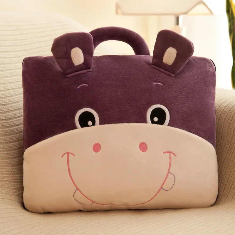 100% Polyester 2 in 1 Pillow Quilt Dual-Use Nap Animal Pillow W/ Multifunctional Folding Blanket