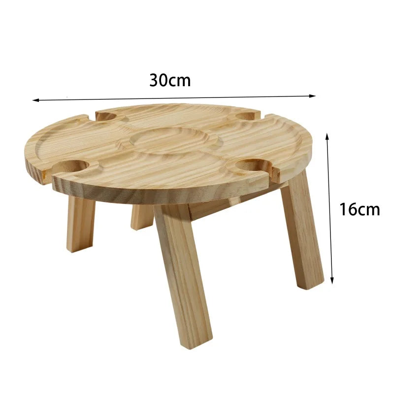 Wooden Big/Small Round Outdoor Portable Folding Picnic Table/Colors-Brown/Beige