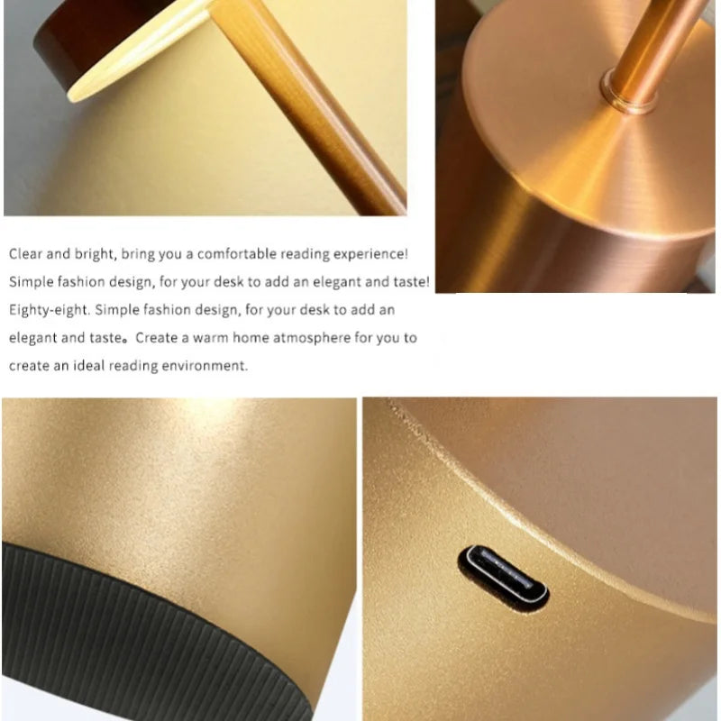 Qingba Small Flat Round Metal Cafe Atmosphere Touch Switch Tricolor Light Dimming USB Charging Port Table Lamps/Colors-Gold/Silver/White/Black/Multicolor/Body Changeable