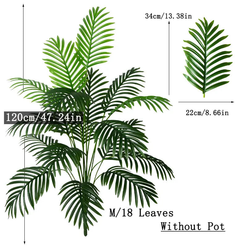 Outdoor Green Non-Flowering Large Tall Artificial Plastic Tropical Palm Tree Plants