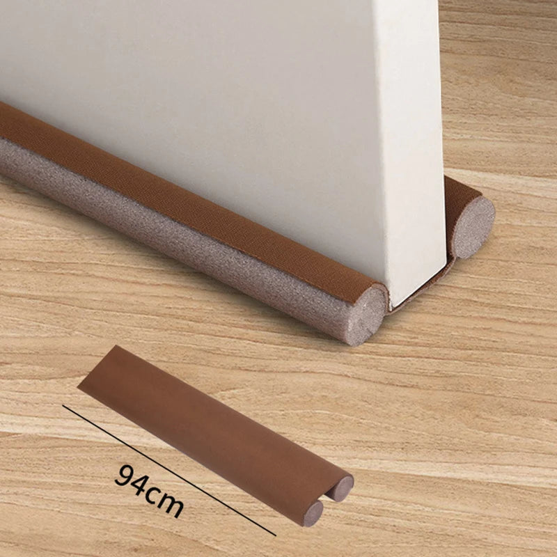 Non-Adhesive Flexible EVA Foam Velvet Fabric Cuttable Round Under Door Draft Stopper Sealing Strips/Colors-White/Gray/Brown/Black