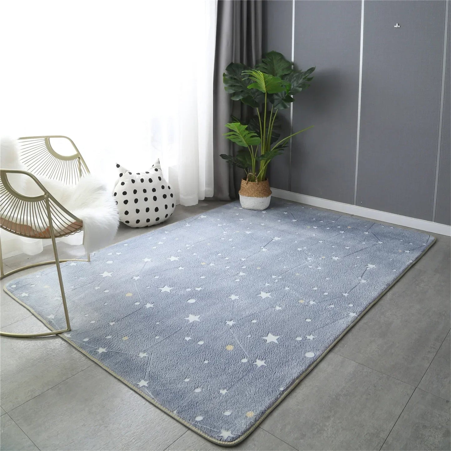 Wilton 100% Polyester Large Fun Glowing In The Dark Stars Area Rugs/Colors-Gray/Blue/Green/Pink/Multicolor