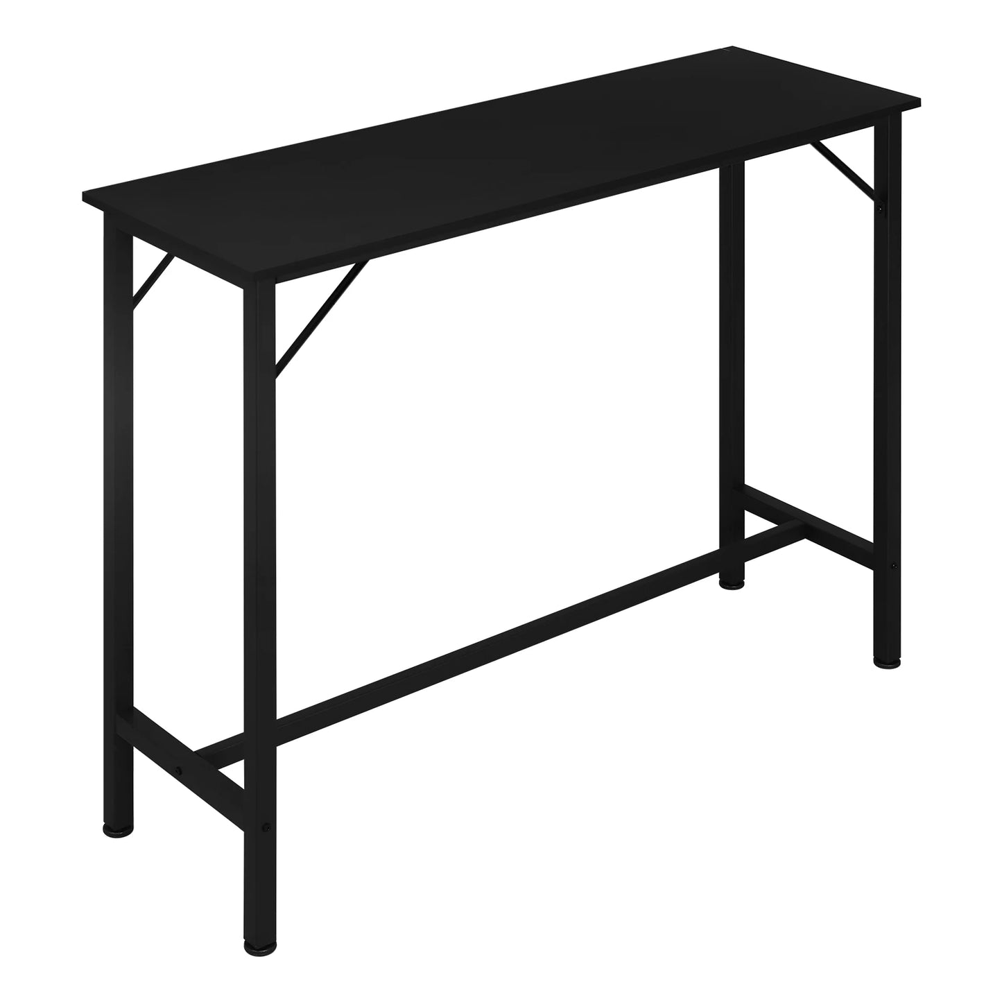 Wood Top Rectangle Narrow High Console Metal Framed Reinforced Bars Cocktail Table/Colors-Black/White