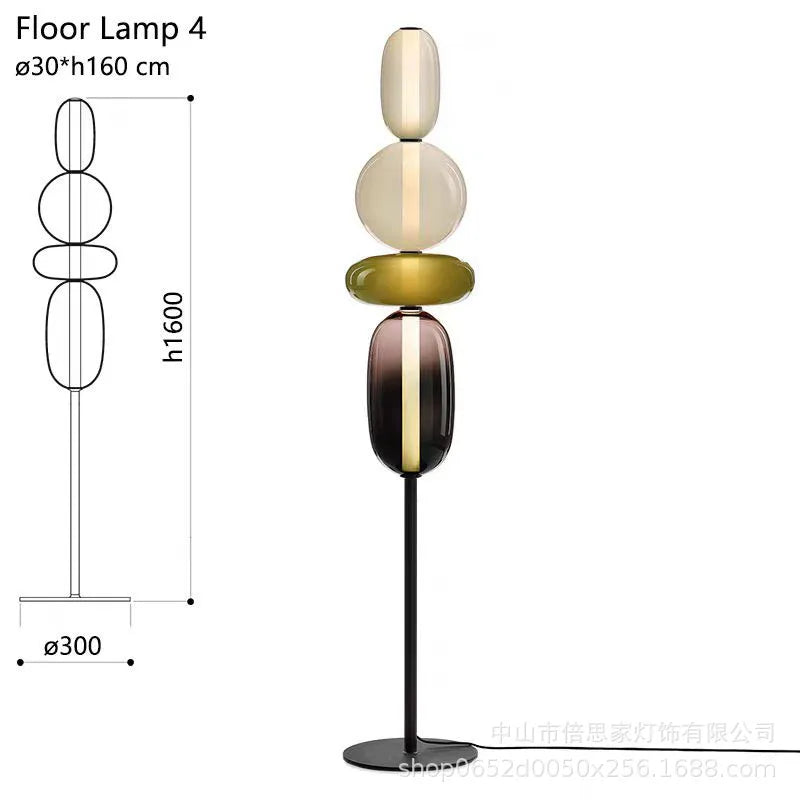 Modern Italian Colorful LED Glass Blown Bubble Cord Metal Base Table Lamps/Colors-Multicolor/Red/Black