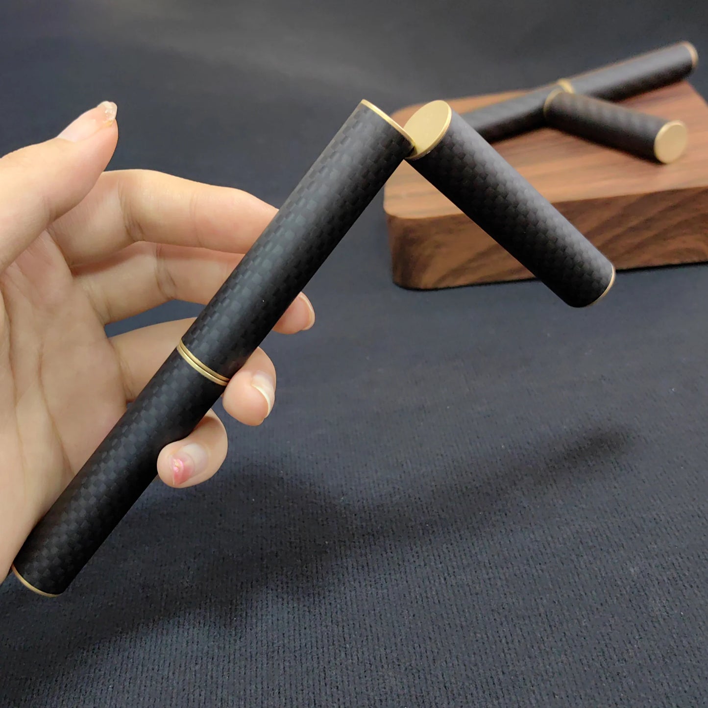 Young Adults Black Checkered Design Metal Magnetic Tri-Section Round Cylindrical Stick Rotating Fidget Toys/Ages: 13-!8 + Years Older