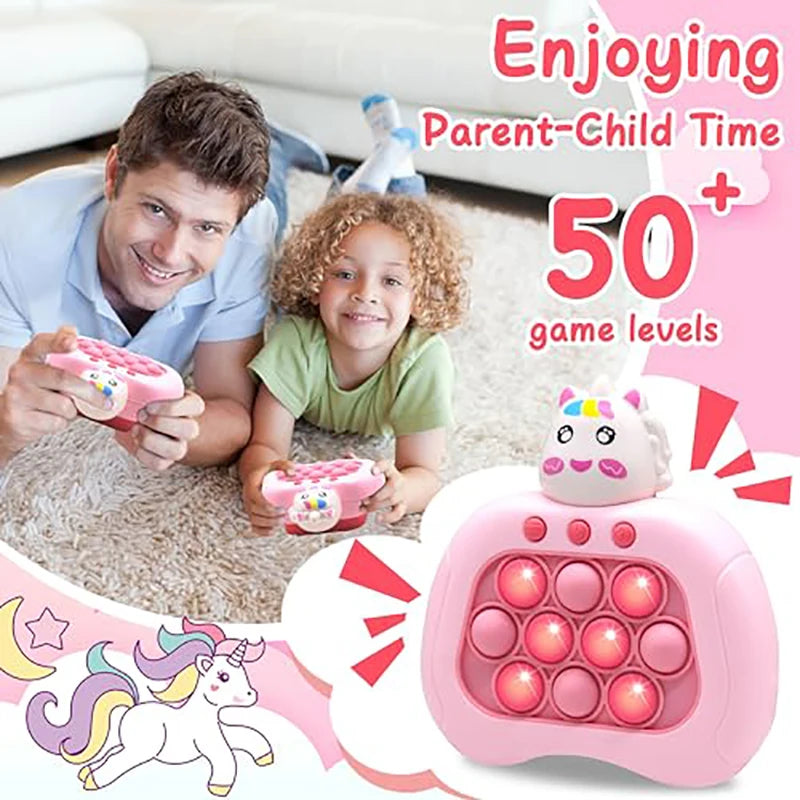 LED Display Screen Blue Hippo Animal Electronic Pop Quick Push Game Console Fidget Toys/Ages: 6-12 + Years Older