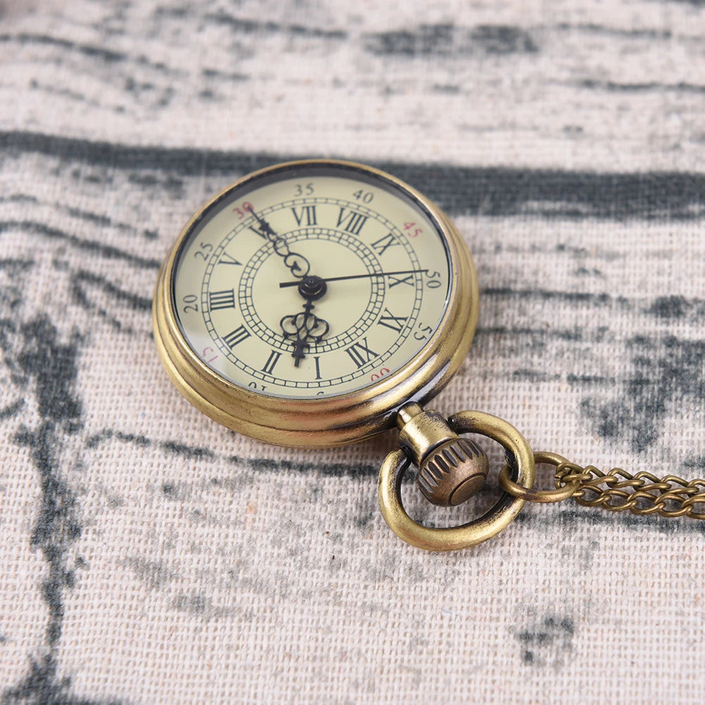 Adults Imitation Analog Display Quartz Steampunk Beige Dial Roman Numeral Small Brass Metal Bronze Color Pocket Watch-Chain/Colors-Bronze/Beige/Black/Gold/Brown