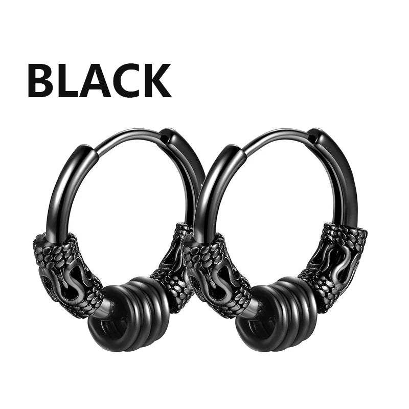 Unisex Metal Stainless Steel Imitation Black Studded Punk Earrings