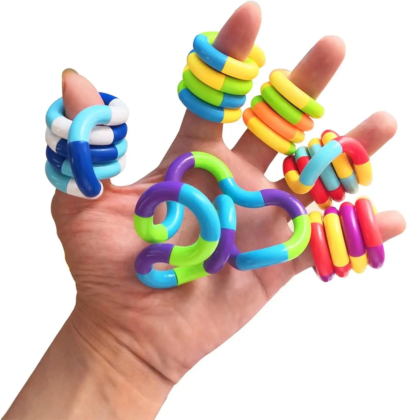 3 PCS Set Plastic Multicolor Various Shapes Hand-Eye Tangle Twisting Fine Motor Skills Anxiety-Stress Relief Fidget Toys/Colors-Orange/Multicolor/Ages: 14-18 + Years Older
