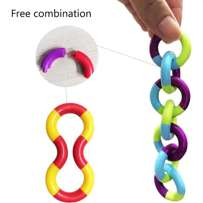 3 PCS Set Plastic Multicolor Various Shapes Hand-Eye Tangle Twisting Fine Motor Skills Anxiety-Stress Relief Fidget Toys/Colors-Orange/Multicolor/Ages: 14-18 + Years Older