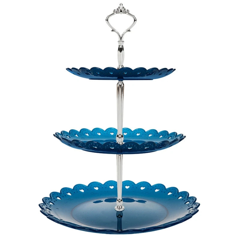 No-EN-Name-Null Outdoor Garden Hanging Metal Chain 3-Tier Plastic Round Shaped Multicolor Trays Bird Bath On Bottom Bird Feeders/Colors-Blue/Black/White/Gold/Yellow/Multicolor