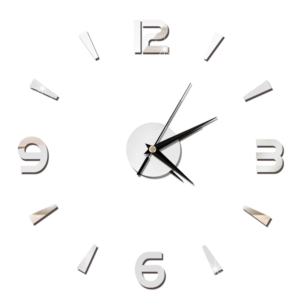 Self-Adhesive Waterproof Vapor-Proof Non-Toxic Safe Acrylic 3D Mirror Wall Clock Decals/Colors-Black/Silver/Gold