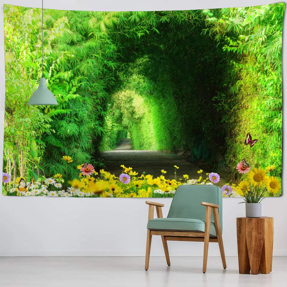 Bamboo tapestry natural landscape 3d printing wall hanging home decoration aesthetics room art wall decoration blanket