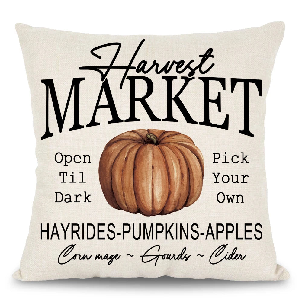 1pc-4pcs Brown Polyester Fall Square Handed-Printed Pumpkin/ Pickup/ Throw Pillows COVERS Set/Without Pillow Core/Sizes : 45cmX45cm 18inchX18inch