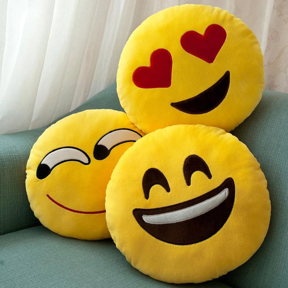 Yellow Polyester Cartoon Emoji Funny Soft Throw Pillows/Cotton Filling