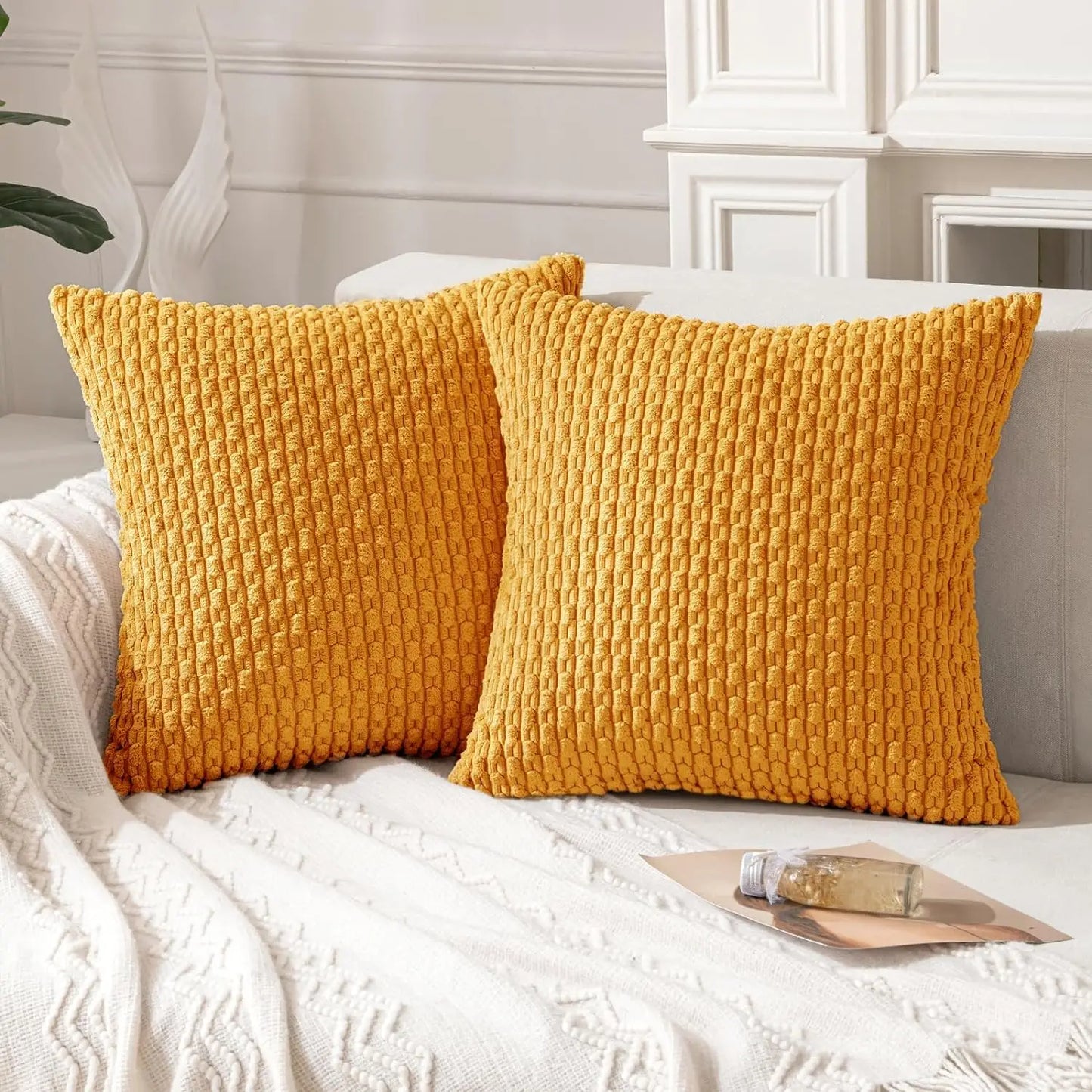 Polyester Striped Solid Throw Pillow Cover 20x20 Inches/Colors-Striped Solid Green/Striped Khaki/Striped Solid Dark Gray/Striped Solid Beige/Striped Solid Yellow/Striped Solid Pink/Striped Solid Orange/Striped Solid Gray