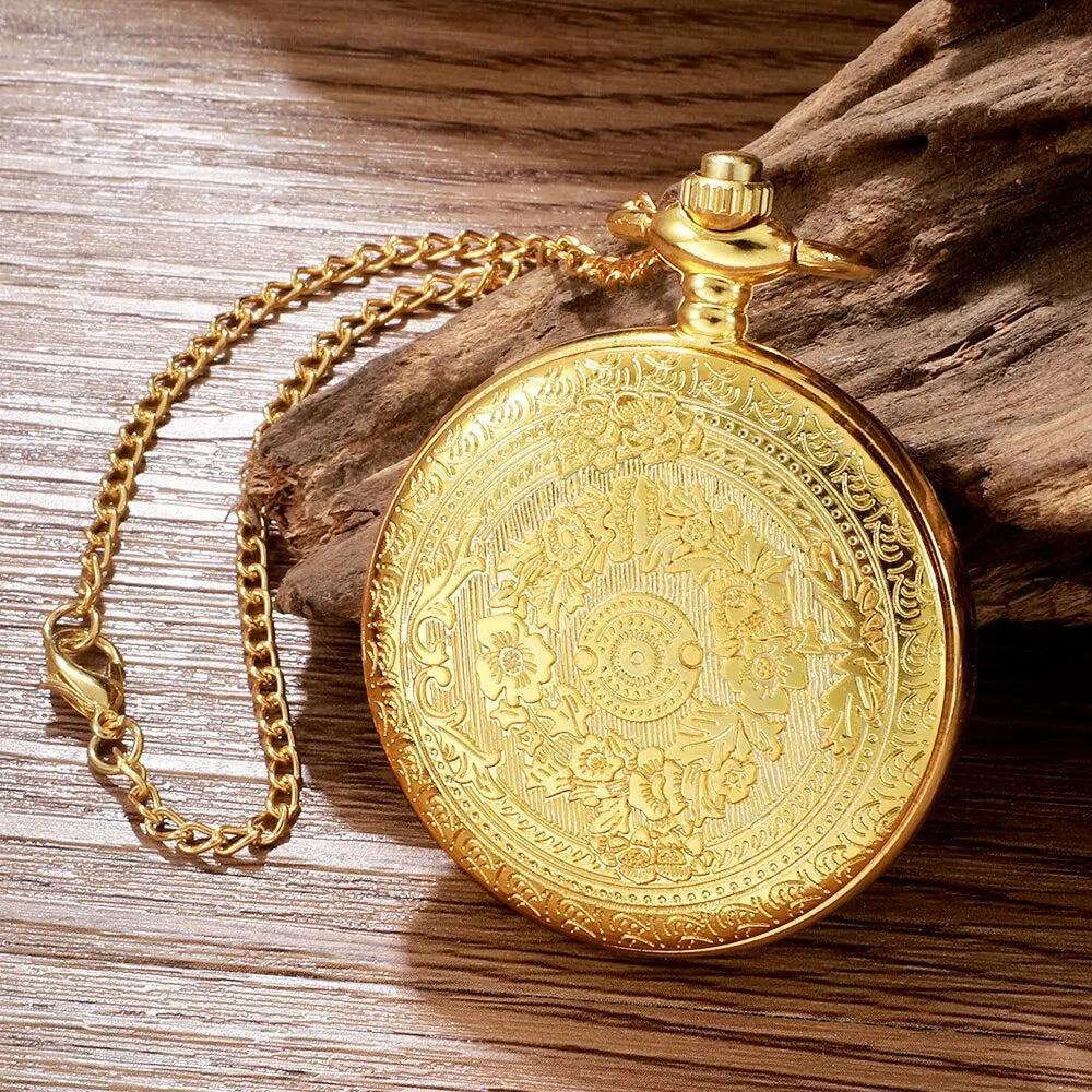 Unisex Adults Waterproof Antique Glass Face Quartz Analog Display To My Son-I Love You-Forever Design Gold-Silver Round Shaped Metal Alloy Case Vintage Steampunk Roman Numerals Gold Necklace Chain-Pocket Watches