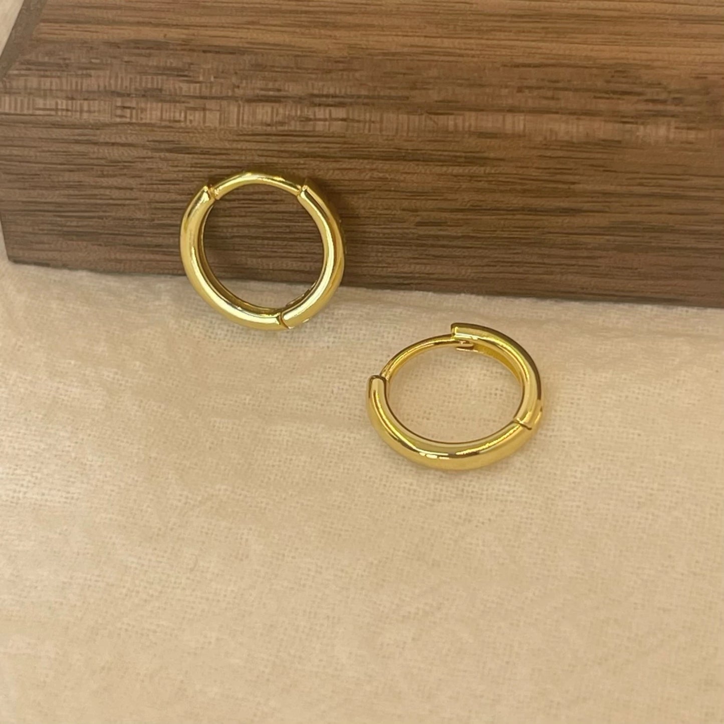 Vintage Gold Imitation Silver Stainless Steel Round Huggie Hoop Earrings