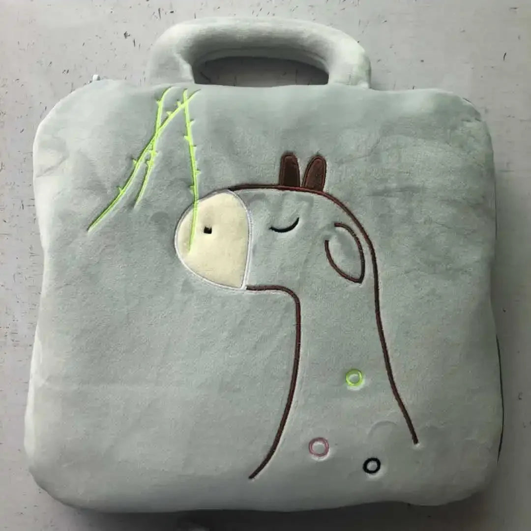 100% Polyester 2 in 1 Pillow Quilt Dual-Use Nap Animal Pillow W/ Multifunctional Folding Blanket