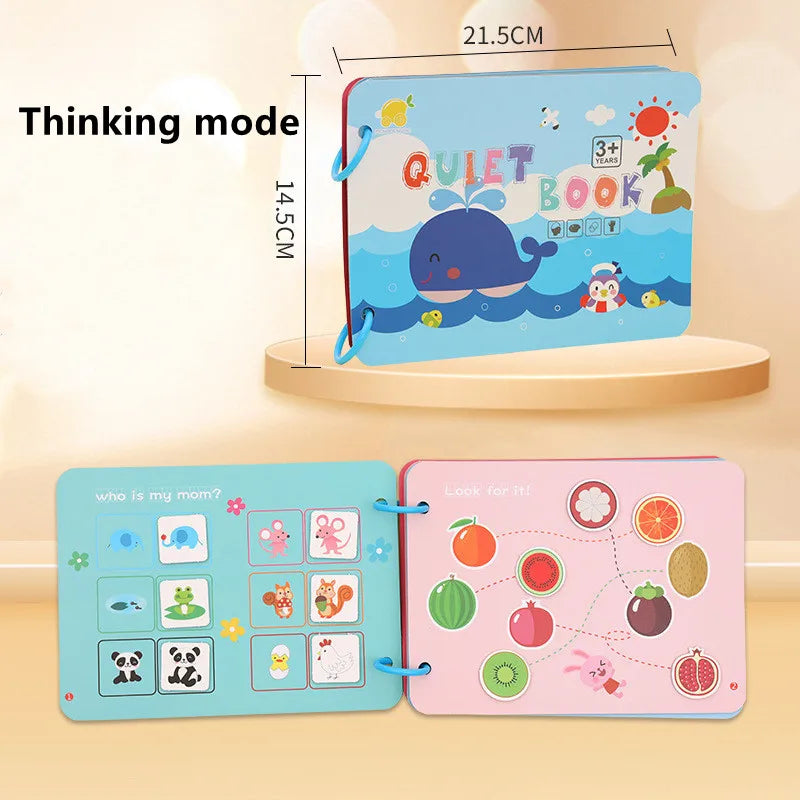 Child-Parents Game Durable Waterproof-Oil Proof Early Cognitive Development Brain Integrates Stickers Scene Activity Quiet Book Educational Toys/Colors-Blue/Multicolor/Ages Babies-3 Years Old