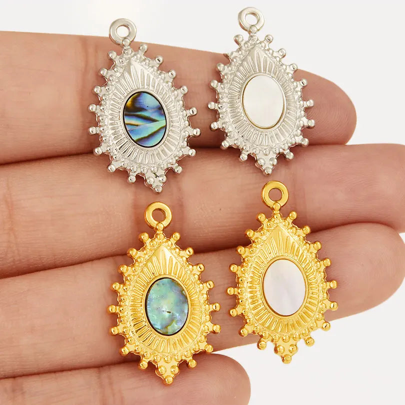 4-5PCS Women Imitation Geometric Stainless Steel Natural Crescent Moon/ Sun/ Heart Pendants