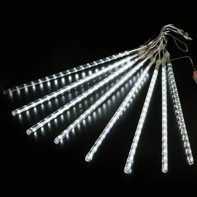 No-EN-Name-Null Outdoor Garden Waterproof RGB Multicolor LED Lights Plastic Shell Solar-Powered Realistic Meteor Shower Long Raindrops Design Light Ropes-String Lights/Colors-Clear/Blue/Red/White/Multicolor