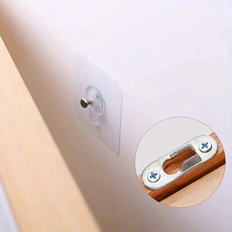 10 PCS Set Transparent Clear Acrylic Heavy-Duty Punch Free Wall Picture Frame Hanger HOOKS