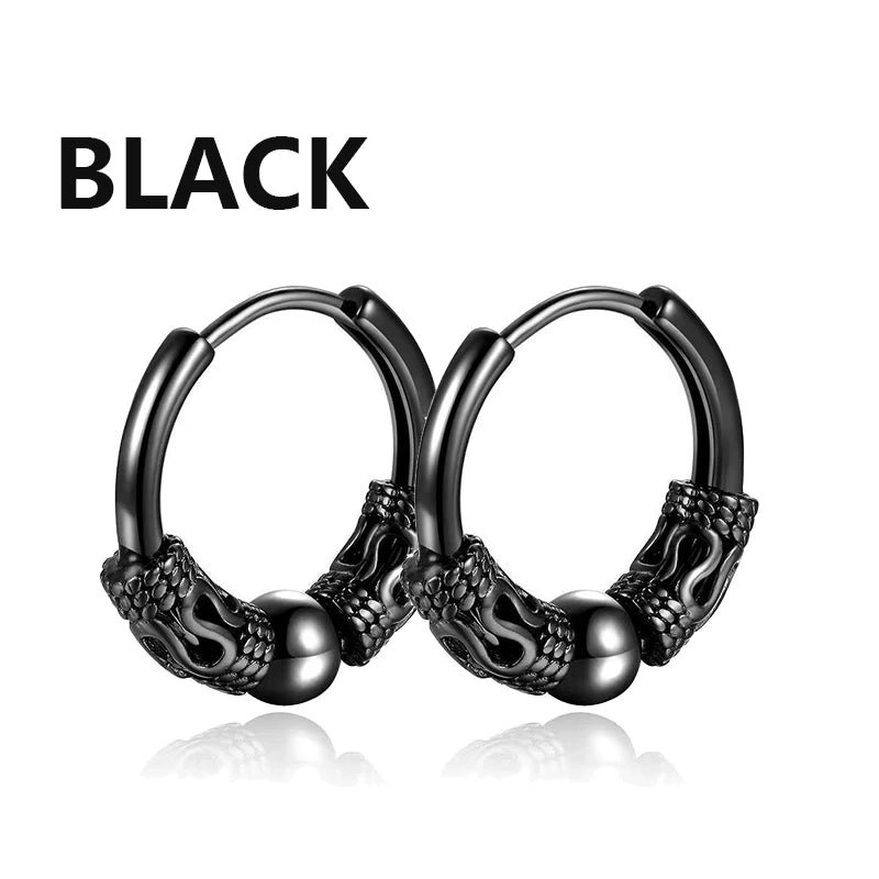 Unisex Metal Stainless Steel Imitation Black Studded Punk Earrings