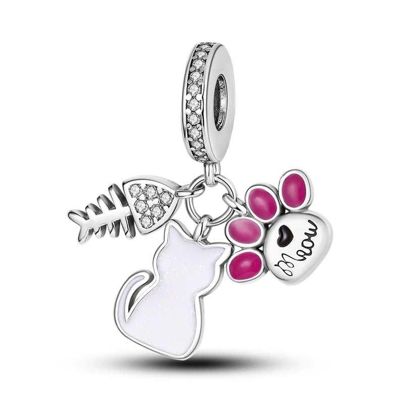 Fine Irregular Silver Plated Round Charms-Pendants Rope Link Bracelets/Colors-Silver/Pink/Multicolor/Floral/Animal