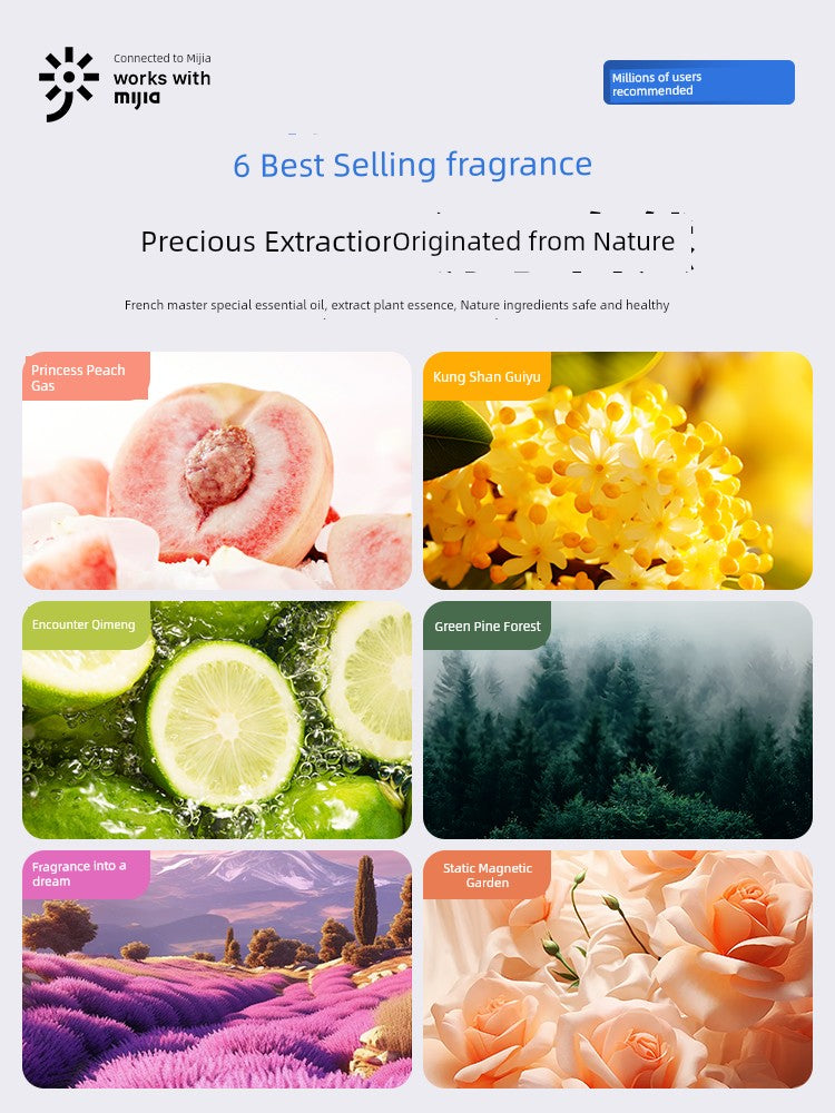 MIJIA 6 Different Plant Extracts Fragrances Fruit-Flowers-Spices Automatic Timing Long-Lasting Small Air Fresheners Aroma Diffusers/Colors-White/Purple/Clear/Gold/Geometric/Multicolor