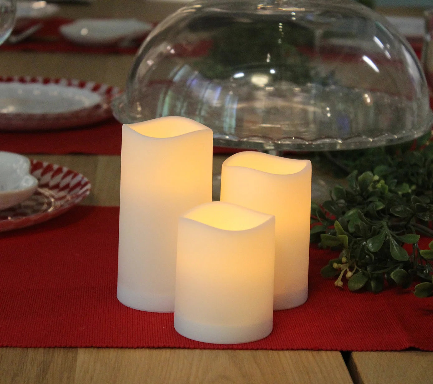 3 PCS Set Plastic Adjustable Brightness Flameless Flickering LED Round Cylindrical Candles/ Weatherproof Resin Remote Control/ 3-AAA Batteries-Not Included/Colors-Yellow/White