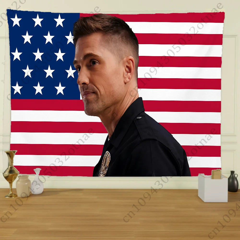 Rectangle Polyester Printed Traveling Rookie Tim Bradford America Flag Wall Hanging Tapestries/Colors-Pink/Red/Multicolor