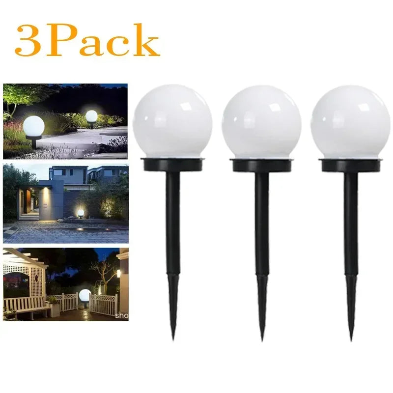 ZHIYU Modern Waterproof Automatic Light Control Mode Power-Saving Solar-Powered Round Ball Shaped Plastic Warm White LED Walkway Black Base Lamps/LED Incandescent Bulbs Included