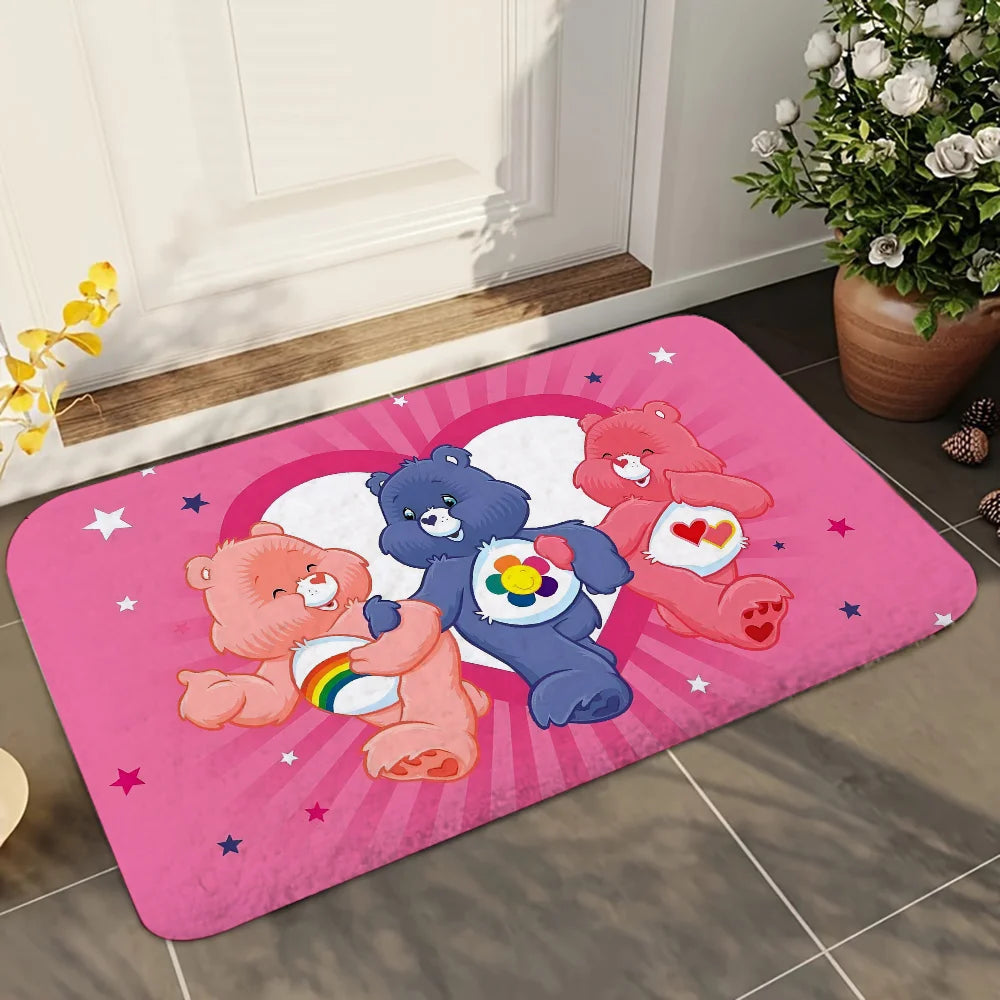 Non-Slip Fade Resistant Care Bears Theme Nylon Rectangle Floor Mats/Colors-Pink/Blue/Multicolor