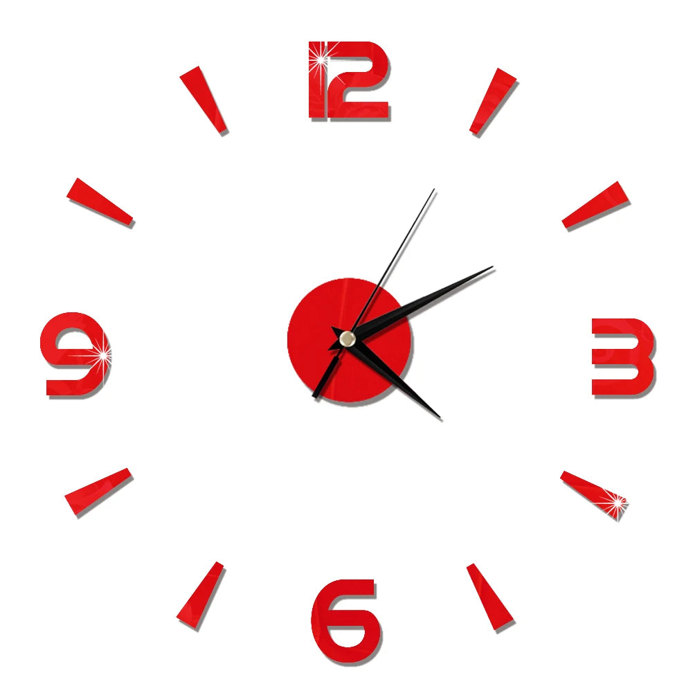 Self-Adhesive Waterproof Vapor-Proof Non-Toxic Safe Acrylic 3D Mirror Wall Clock Decals/Colors-Black/Silver/Gold
