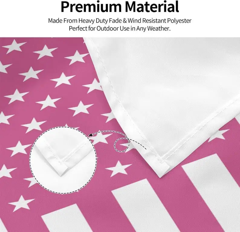 Double Stitched Personalized Custom Photo Polyester Pink USA America Flag Travel Wall Hanging Tapestries/ 2 Sturdy Brass Grommets/Colors-Pink/Red/Striped