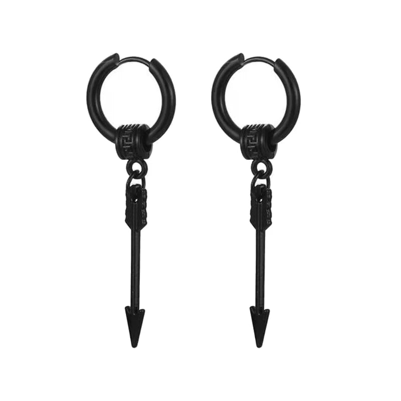 Unisex Metal Stainless Steel Imitation Black Studded Punk Earrings