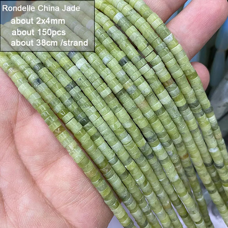 Wholesale 100% Natural Green Jade Cylinder Square Irregular Faceted Round Stone Beads for Jewelry Making Diy Bracelet Charms