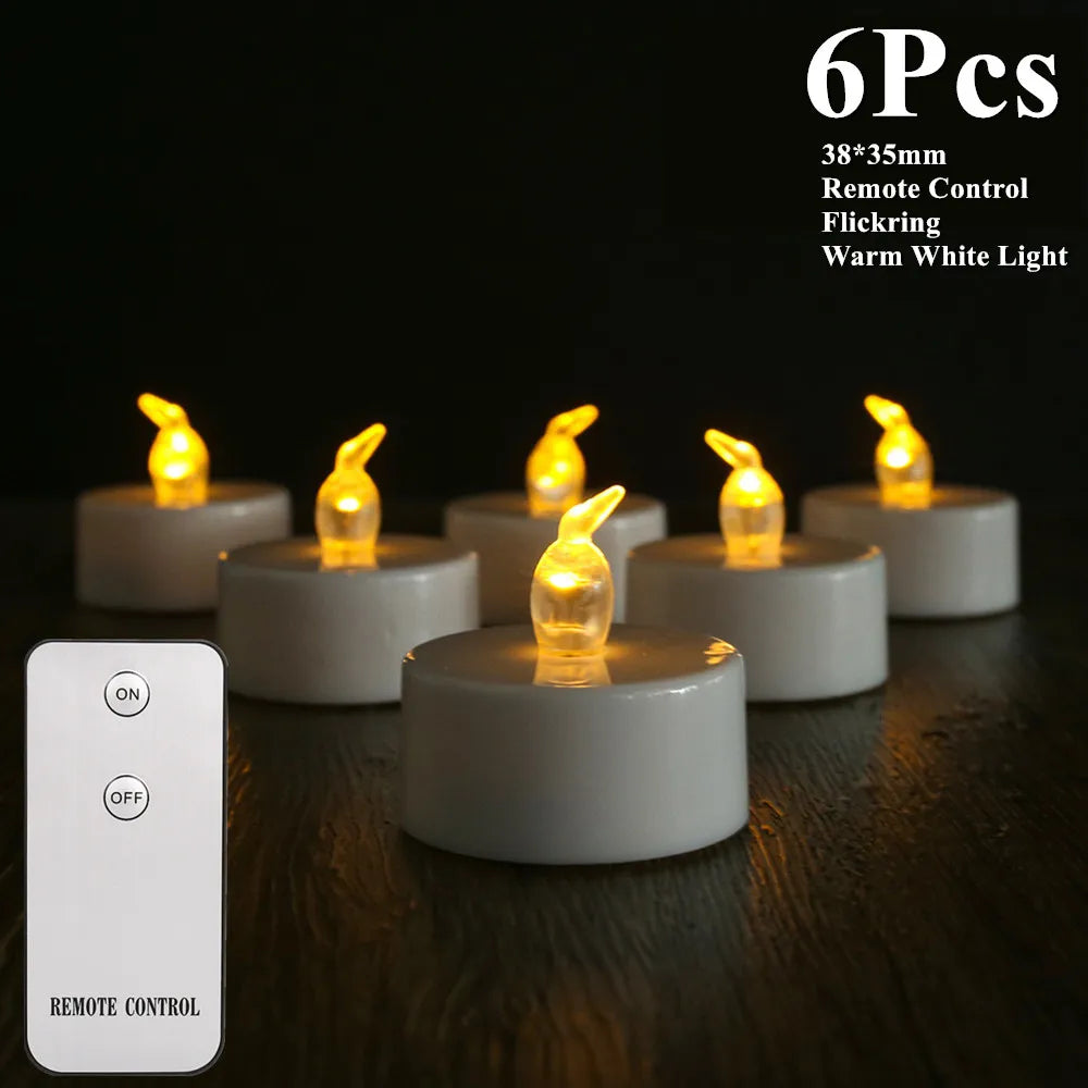 12-24 PCS Set Large Built-In Timer LED Flameless Flickering Small Round Tea Light Candles /Batteries Included-Button Batteries Type-CR2032/Color-White/Yellow
