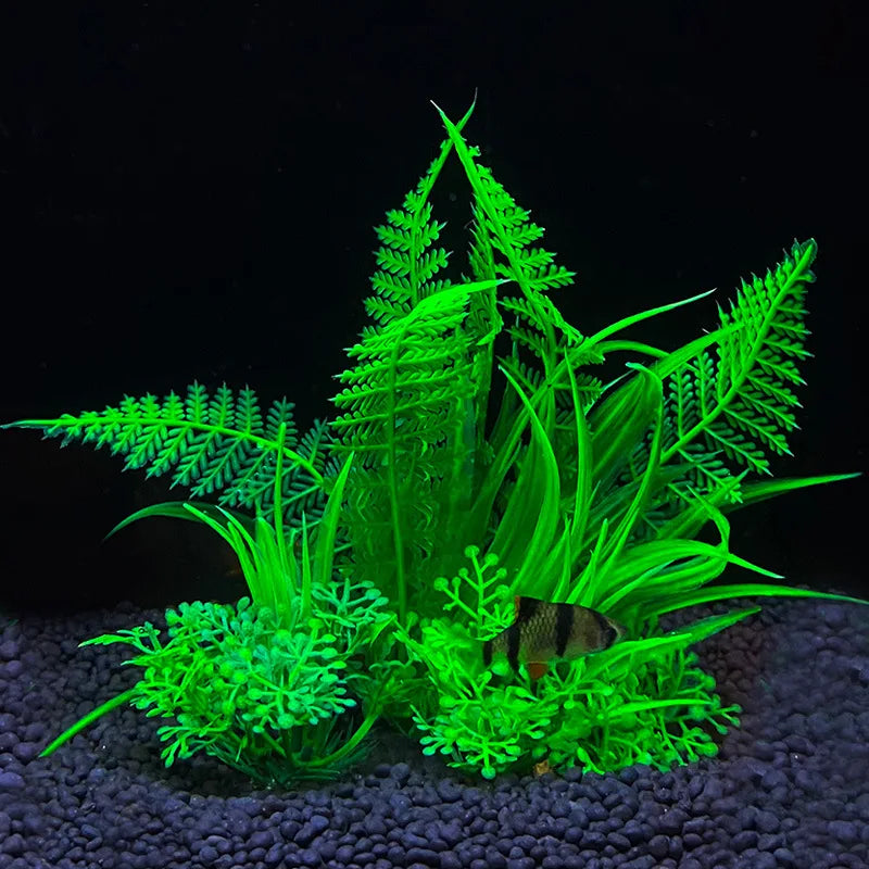Plastic Artificial Aquarium Aquatic Grass Weeds Plants For Fish Aquarium/Colors-Floral Green/Purple