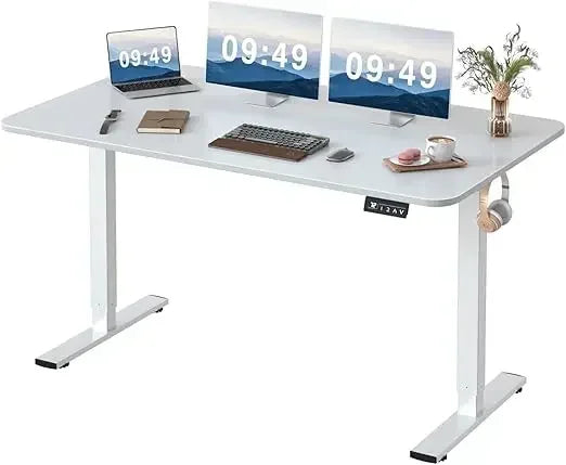ANGDUO Large Black Rectangle Shaped Brown Wood Top Quiet Electric Memory Lift Steel Metal Frame Commercial Free-Standing Desks /Size:24"D x 55"W x 28.7"H / Colors-Maple, Black, Brown, White, Light Wood, Dark Wood