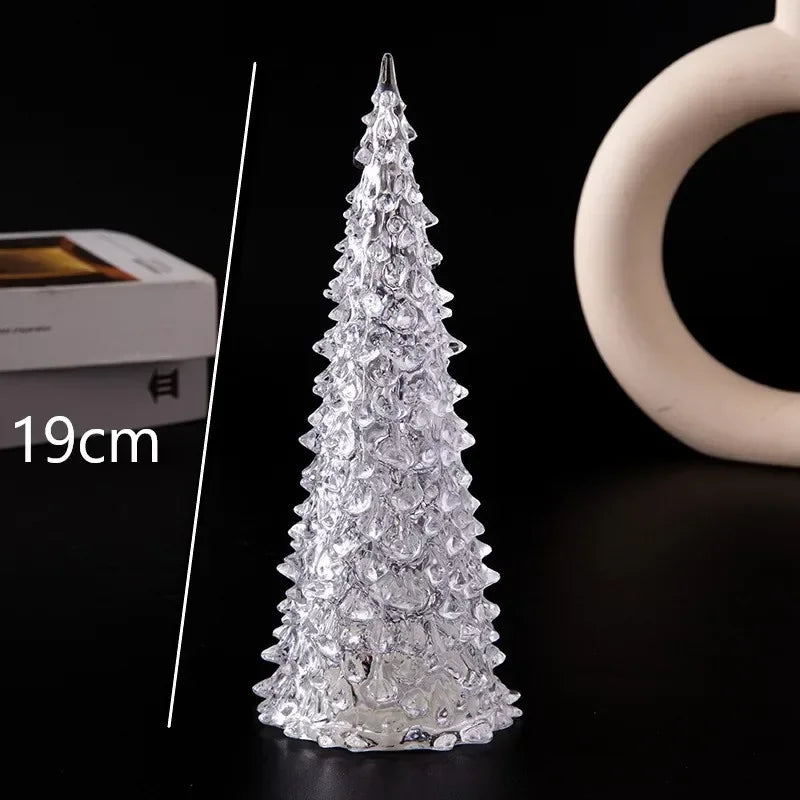 Acrylic Warm White LED Tabletop Fade-Wear-Resistant Christmas Tree Round Metal Base Table Lamps/ Battery Operated /3-AA Batteries (Not Included)/On/Off Switch/Colors-Gold/White/Clear/Silver